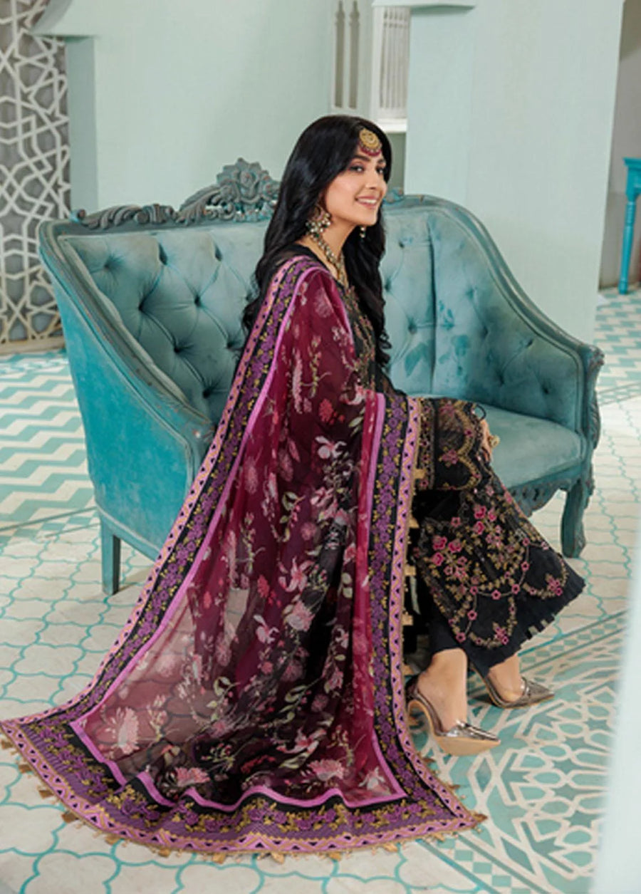 Noor By Saadia Asad Embroidered Chiffon Unstitched 3 Piece Suits - D8