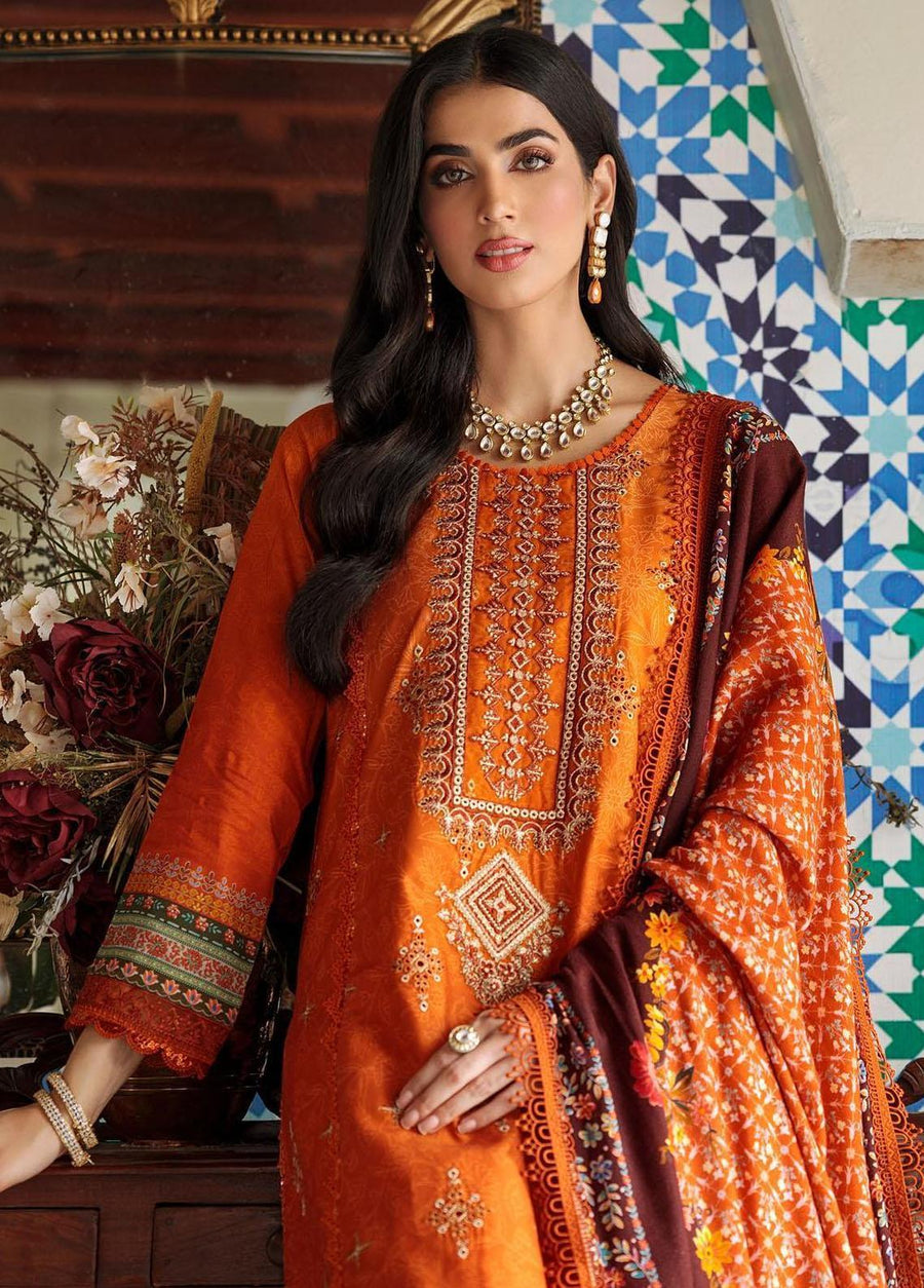 Noor by Saadia Asad Embroidered Linen Unstitched 3Pc Suit D-8A