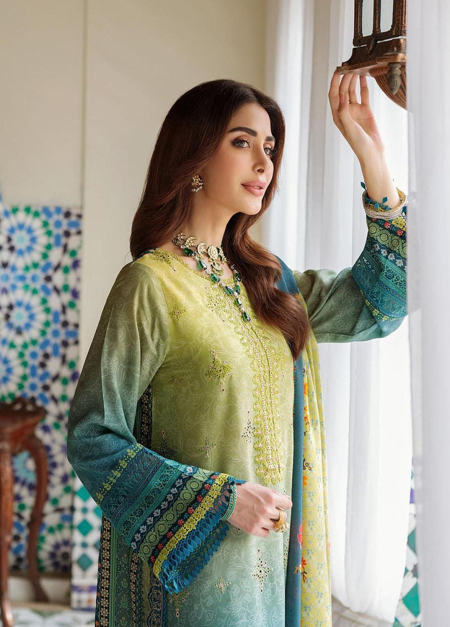 Noor by Saadia Asad Embroidered Linen Unstitched 3Pc Suit D-8B