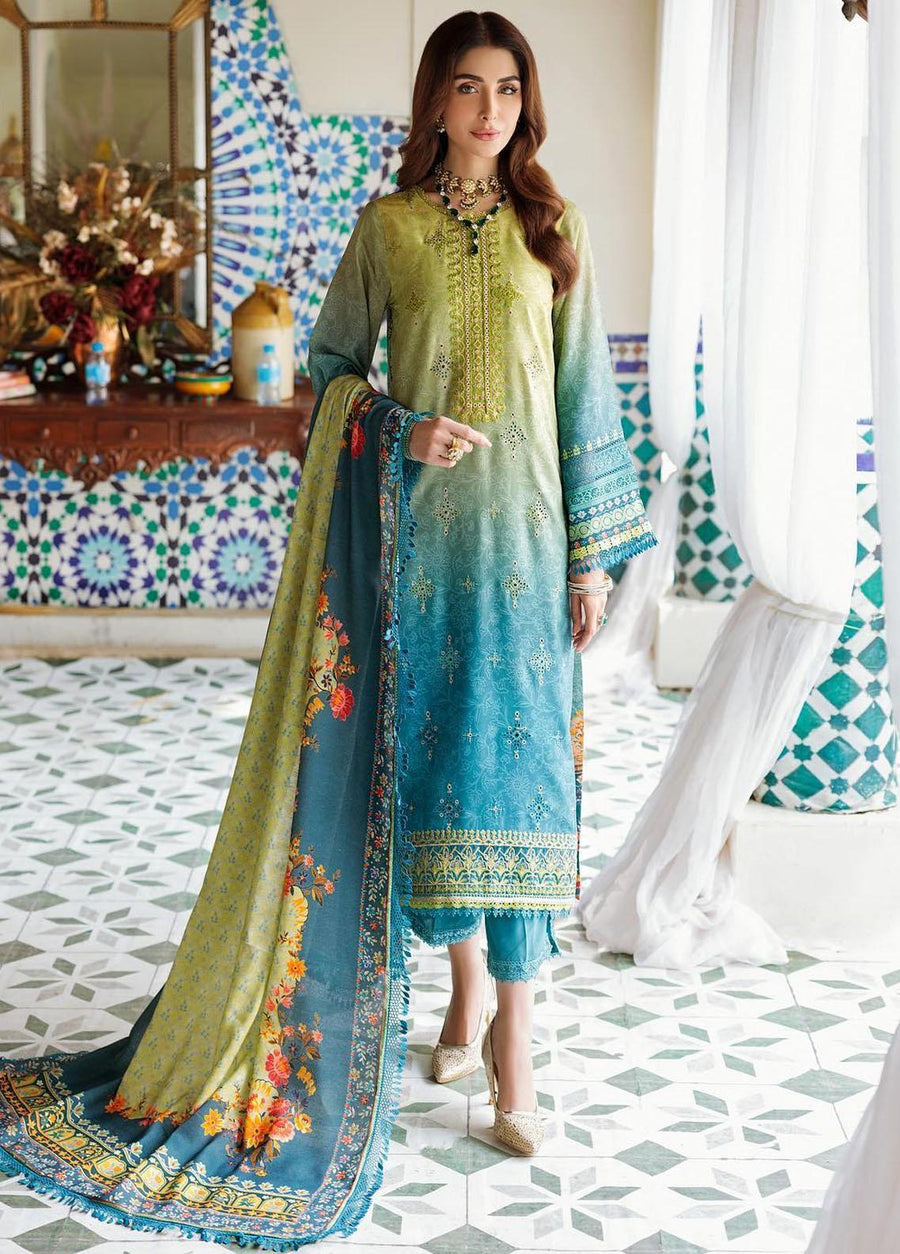 Noor by Saadia Asad Embroidered Linen Unstitched 3Pc Suit D-8B