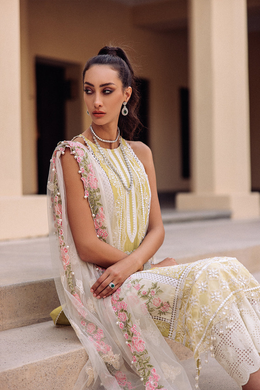 Saira Rizwan Embroidered Luxury Lawn Unstitched 3Pc Suit DAFFODIL SR-07