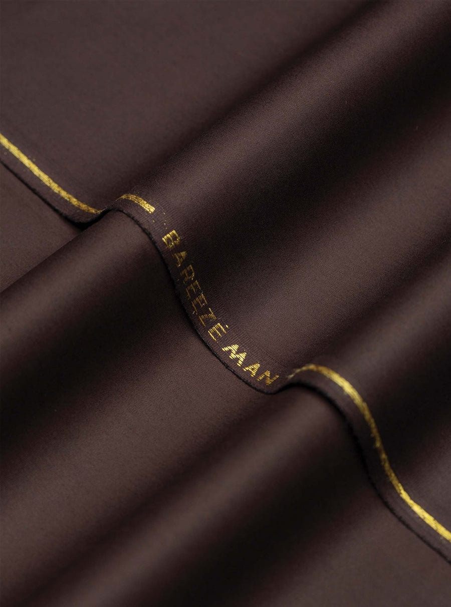 Bareeze Man Pima Cotton Unstitched Fabric for Summer - Dark Brown