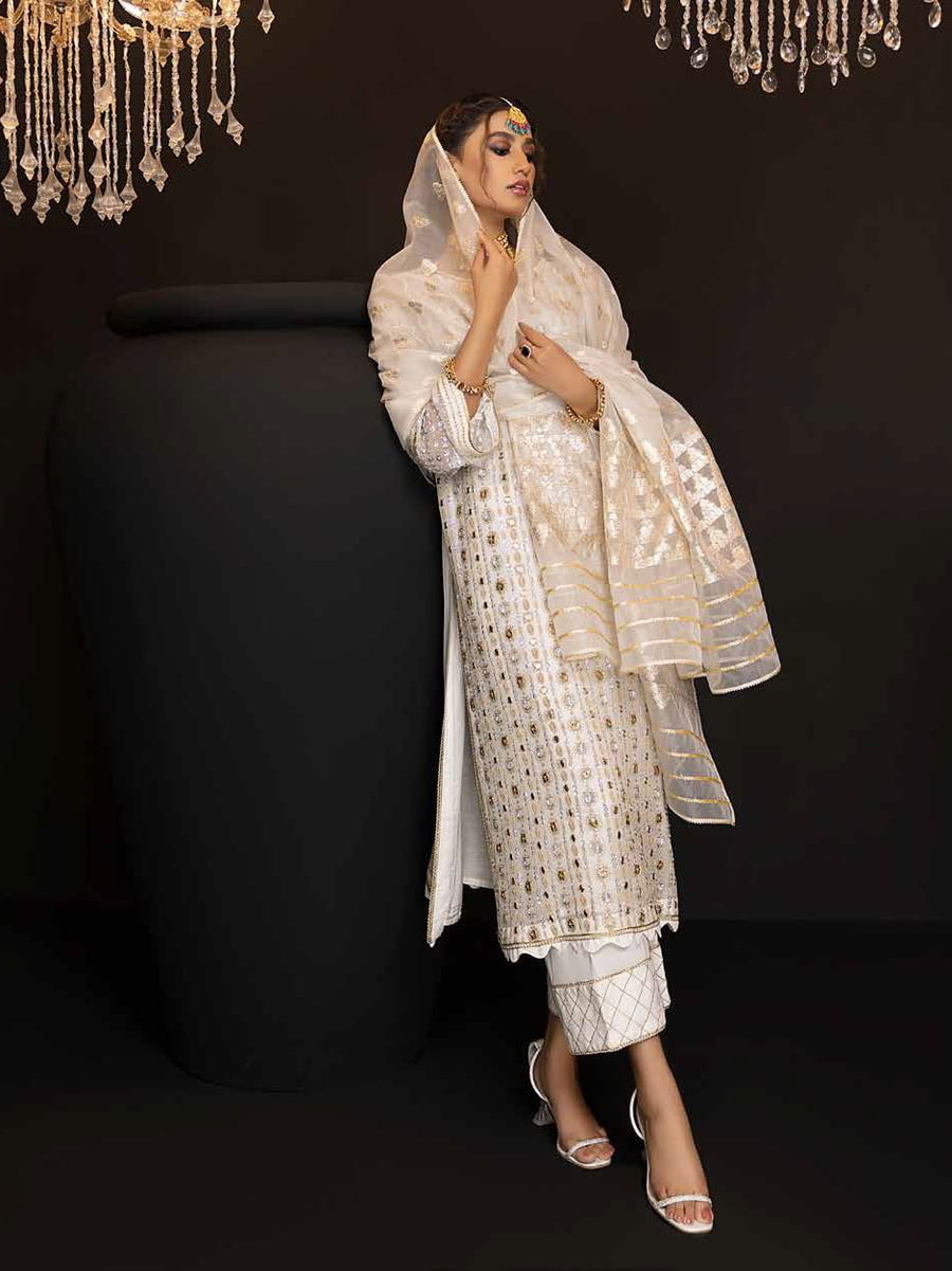 Charizma Diamond Dust Unstitched Premium Chiffon 3Pc Suit DD-04