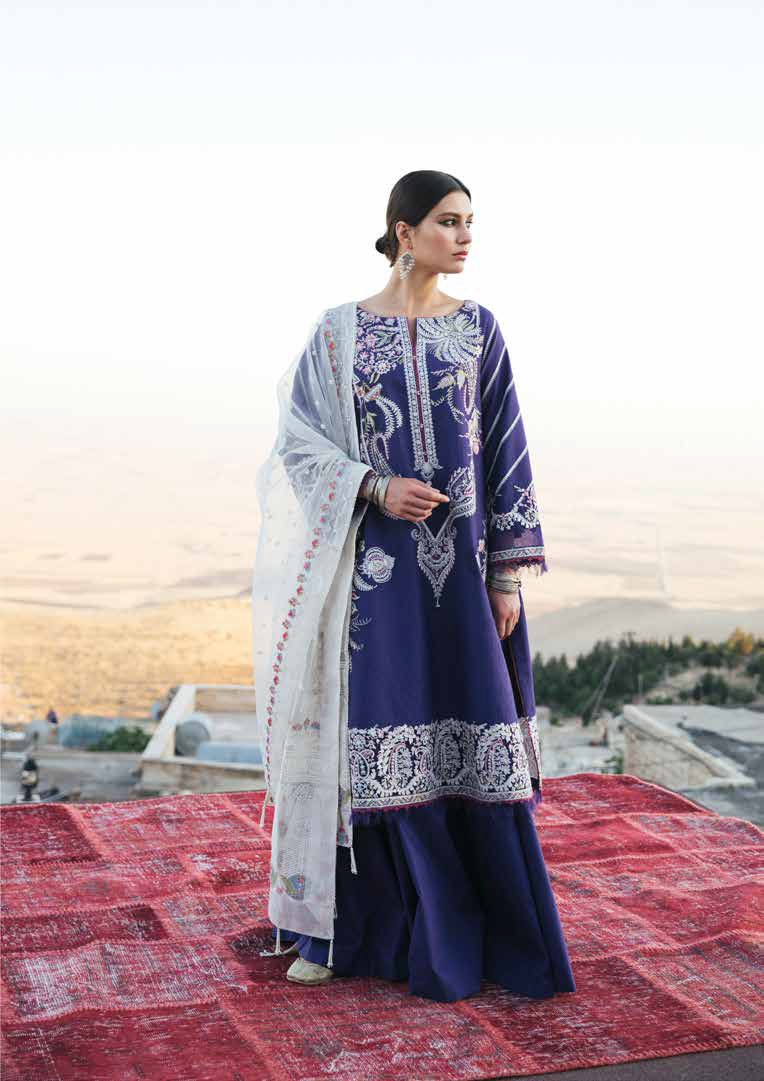 Zara Shahjahan Luxury Lawn Unstitched 3Pc Suit - DINA