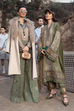 Maria B Winter Linen Unstitched Embroidered 3Pc Suit DL-1003-Olive Green