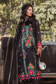 Maria B Winter Linen Unstitched Embroidered 3Pc Suit DL-1007-Black