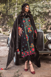 Maria B Winter Linen Unstitched Embroidered 3Pc Suit DL-1007-Black