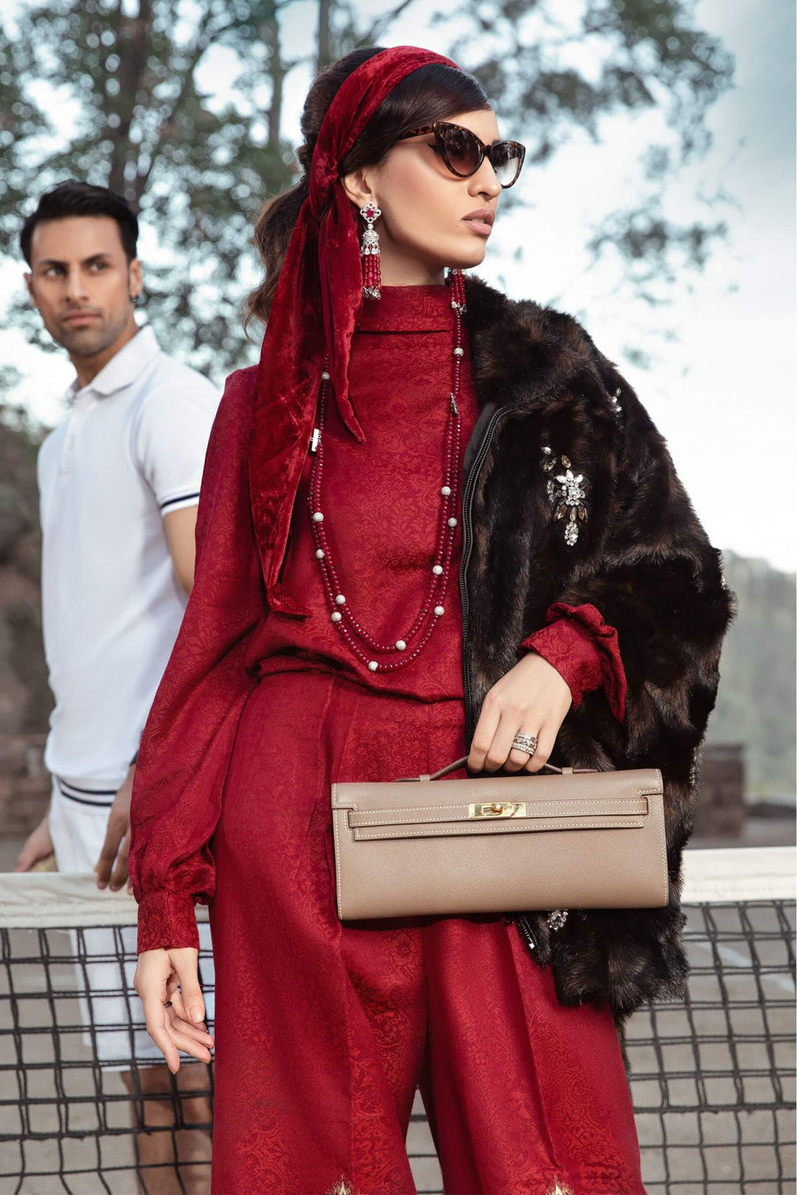 Maria B Winter Linen Unstitched Embroidered 3Pc Suit DL-1008-Maroon
