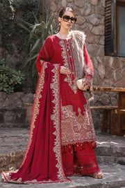 Maria B Winter Linen Unstitched Embroidered 3Pc Suit DL-1008-Maroon