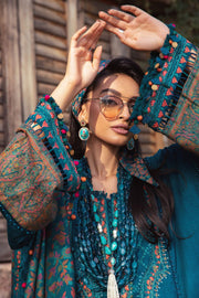 Maria B Winter Linen Unstitched Embroidered 3Pc Suit DL-1009-Blue