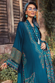 Maria B Winter Linen Unstitched Embroidered 3Pc Suit DL-1009-Blue