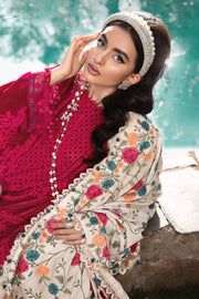 Maria B Winter Linen Unstitched Embroidered 3Pc Suit DL-1010-Fuchsia Pink