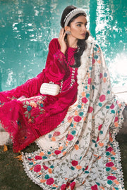 Maria B Winter Linen Unstitched Embroidered 3Pc Suit DL-1010-Fuchsia Pink
