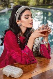 Maria B Winter Linen Unstitched Embroidered 3Pc Suit DL-1010-Fuchsia Pink