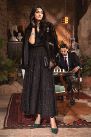 Maria B Winter Linen Unstitched Embroidered 3Pc Suit DL-1012-Black
