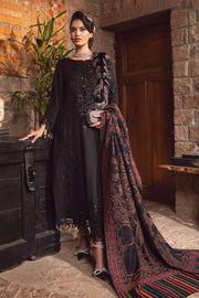 Maria B Winter Linen Unstitched Embroidered 3Pc Suit DL-1012-Black