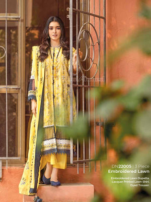 Gul Ahmed Essential Embroidered Lawn 3Pc Suit DN-22005 - FaisalFabrics.pk