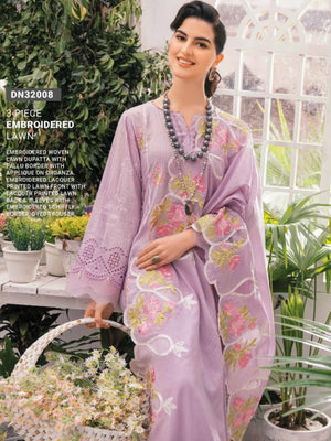 GulAhmed Summer Essential Lawn Unstitched Embroidered 3 Piece DN-32008