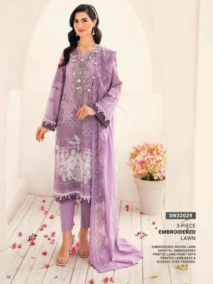 GulAhmed Summer Essential Lawn Unstitched Embroidered 3 Piece DN-32029