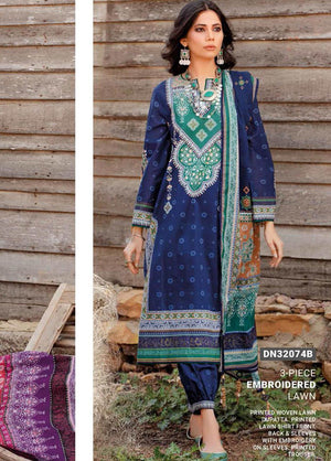 GulAhmed Summer Essential Lawn Unstitched Printed 3Pc Suit DN-32074B