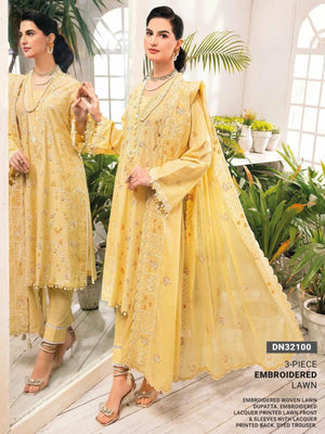 GulAhmed Summer Essential Lawn Unstitched Embroidered 3 Piece DN-32100