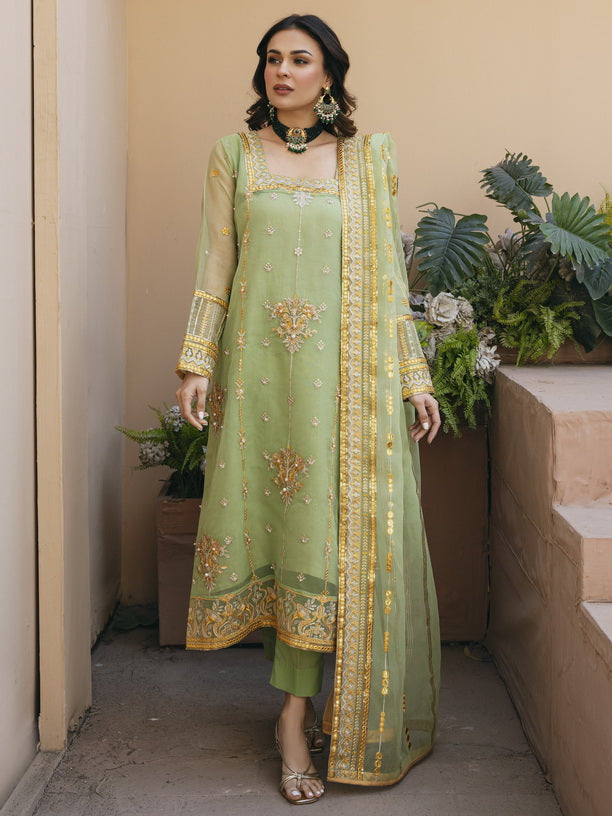 Daud Abbas Kahani Unstitched Embroidered Formal Suit - Sunhari