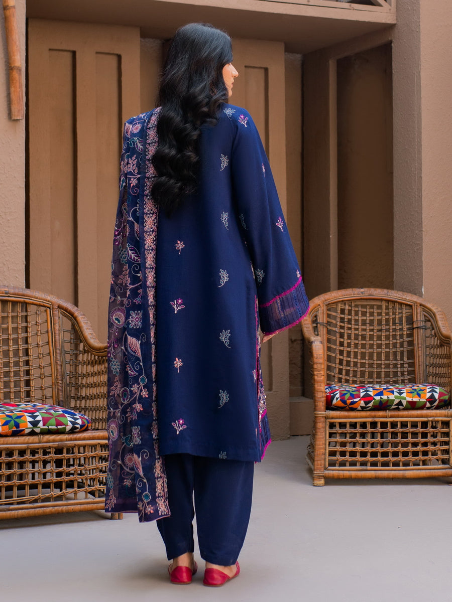 Surmai by Humdum Unstitched Embroidered Lawn Karandi 3Pc Suit D-09