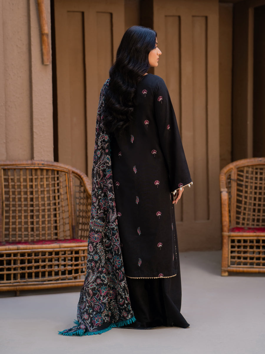 Surmai by Humdum Unstitched Embroidered Lawn Karandi 3Pc Suit D-01