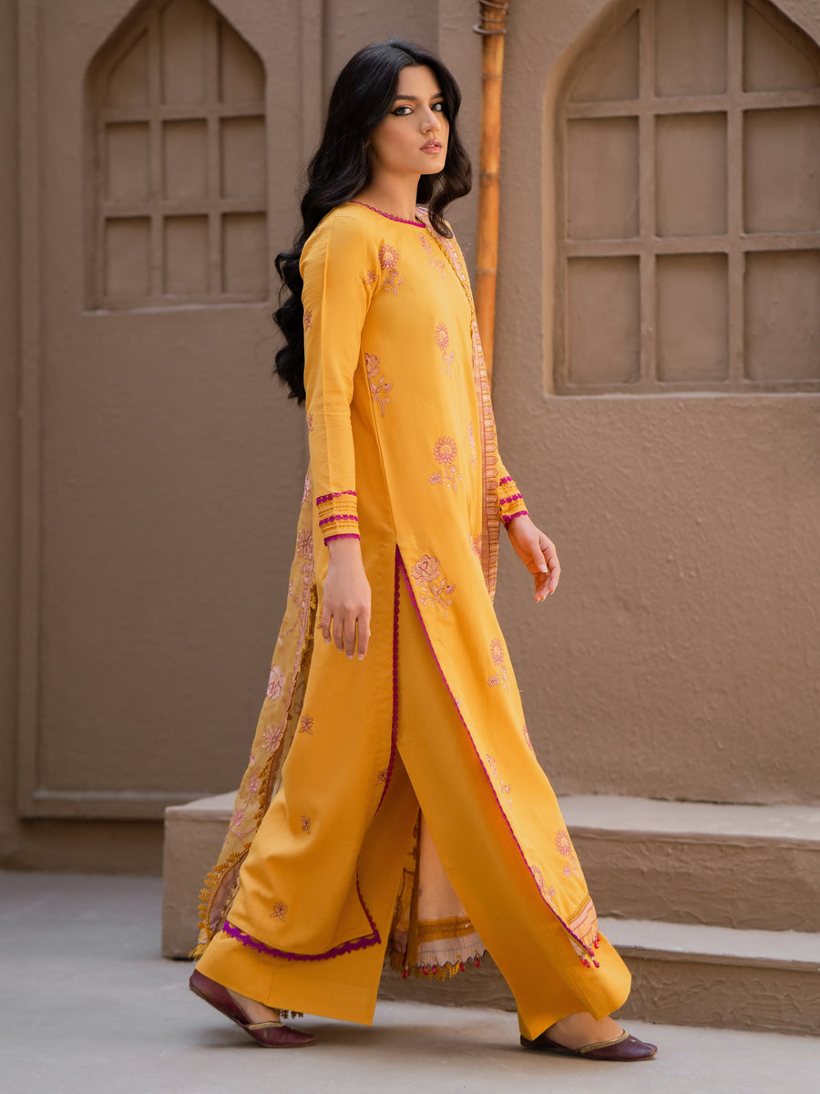 Surmai by Humdum Unstitched Embroidered Lawn Karandi 3Pc Suit D-02
