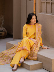 Surmai by Humdum Unstitched Embroidered Lawn Karandi 3Pc Suit D-02
