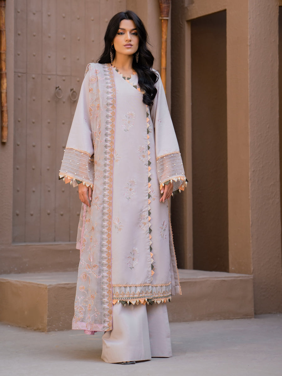 Surmai by Humdum Unstitched Embroidered Lawn Karandi 3Pc Suit D-05