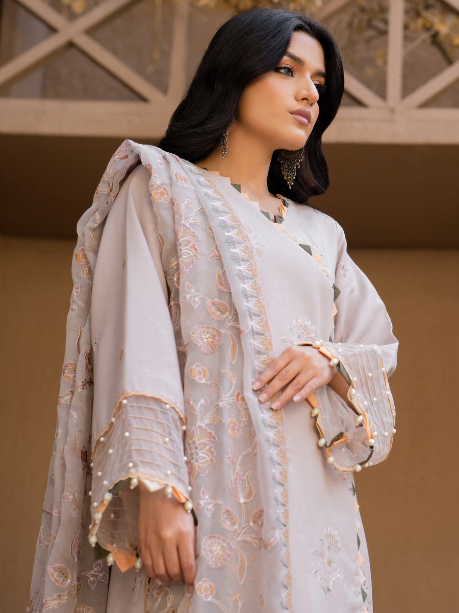 Surmai by Humdum Unstitched Embroidered Lawn Karandi 3Pc Suit D-05