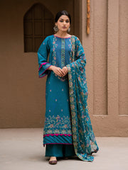 Surmai by Humdum Unstitched Embroidered Lawn Karandi 3Pc Suit D-04