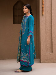 Surmai by Humdum Unstitched Embroidered Lawn Karandi 3Pc Suit D-04