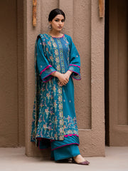 Surmai by Humdum Unstitched Embroidered Lawn Karandi 3Pc Suit D-04