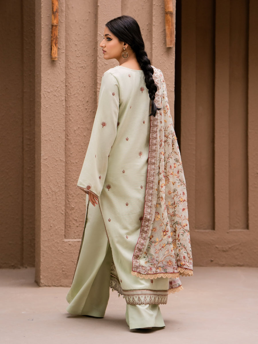 Surmai by Humdum Unstitched Embroidered Lawn Karandi 3Pc Suit D-03