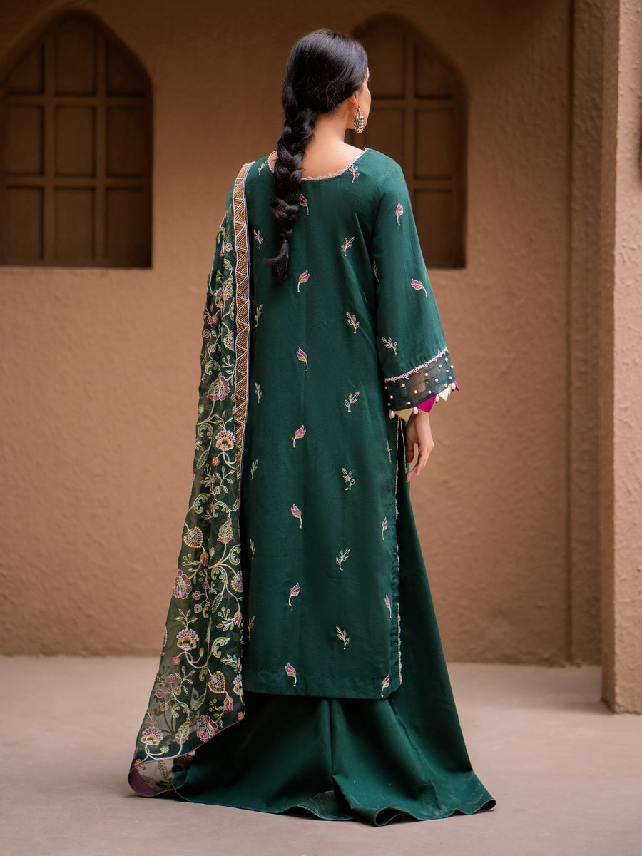 Surmai by Humdum Unstitched Embroidered Lawn Karandi 3Pc Suit D-08