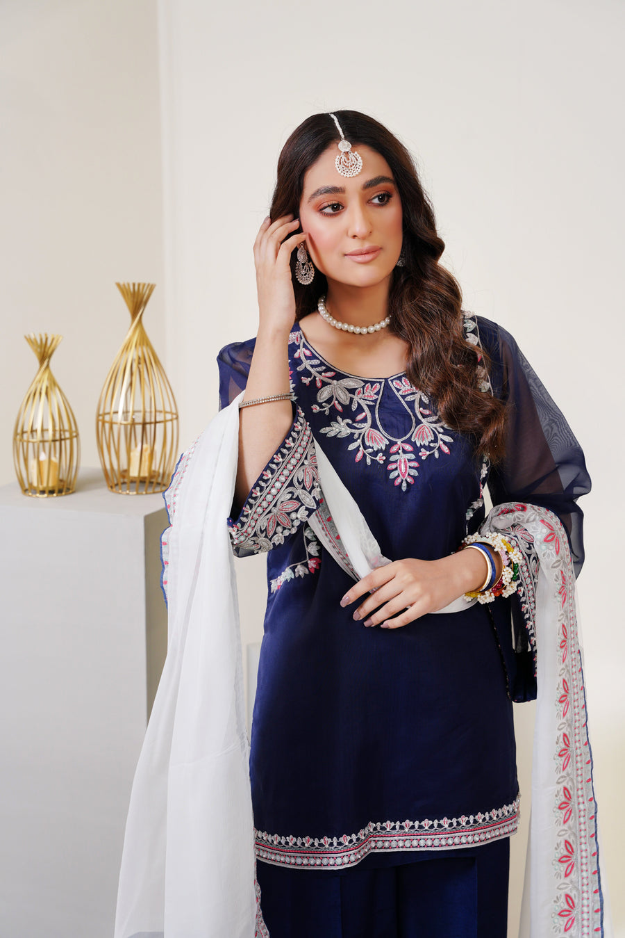 Surmai Festive Story Premium Luxury Pret Embroidered Organza 3PC Suit - Floraleal