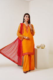 Surmai Festive Story Premium Luxury Pret Embroidered Organza 3PC Suit - Tropical