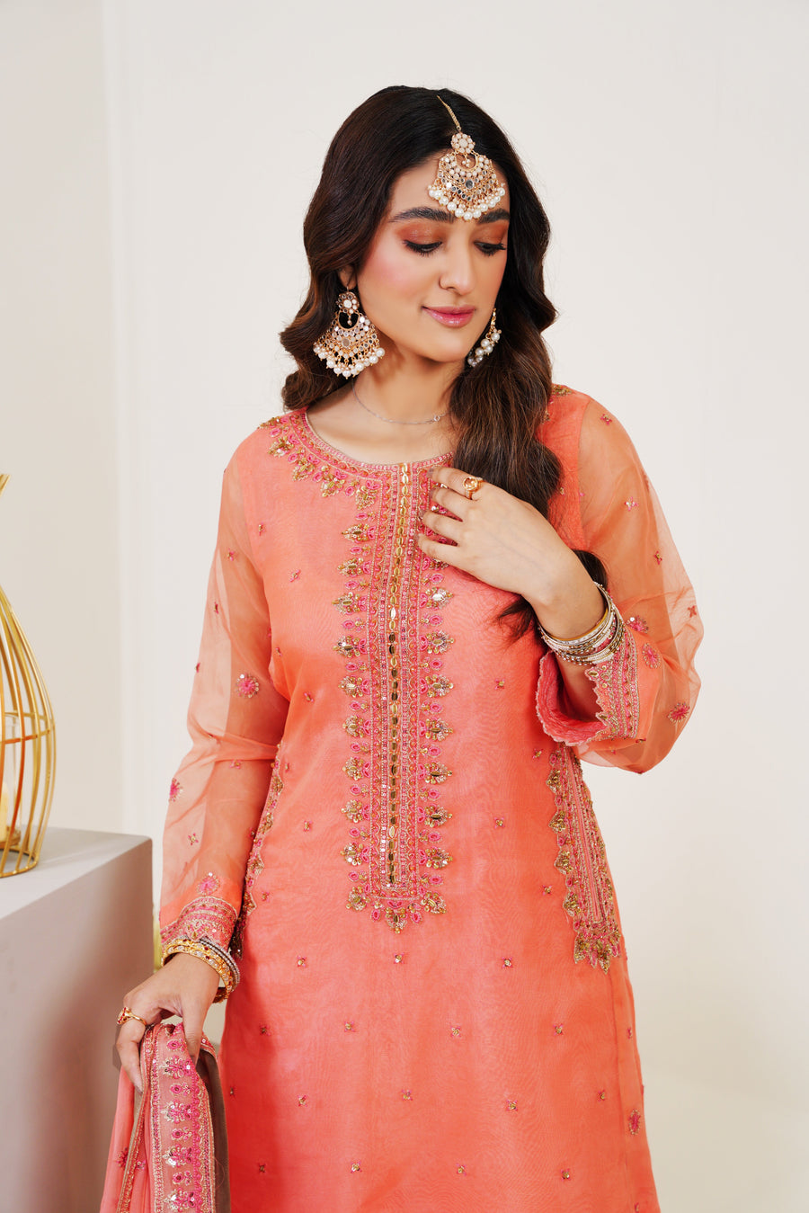 Surmai Festive Story Premium Luxury Pret Embroidered Organza 3PC Suit - Eminent
