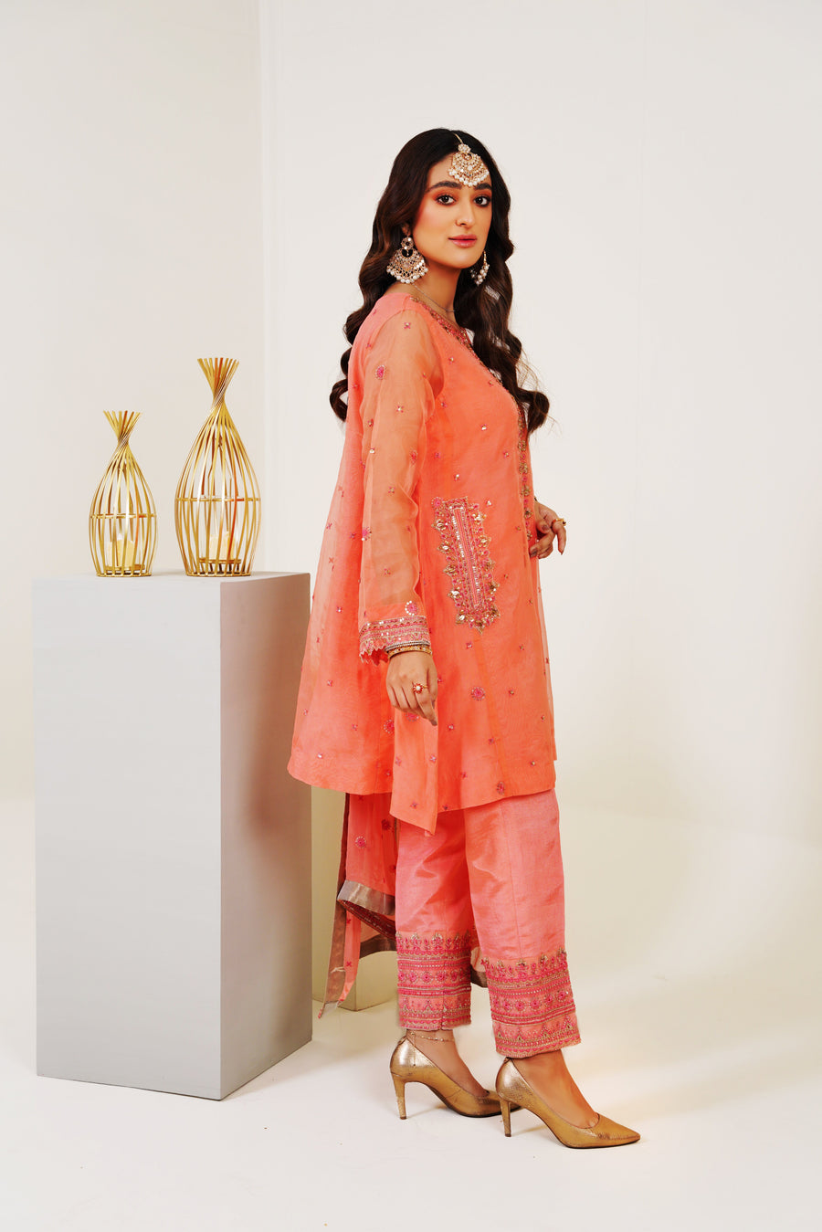 Surmai Festive Story Premium Luxury Pret Embroidered Organza 3PC Suit - Eminent