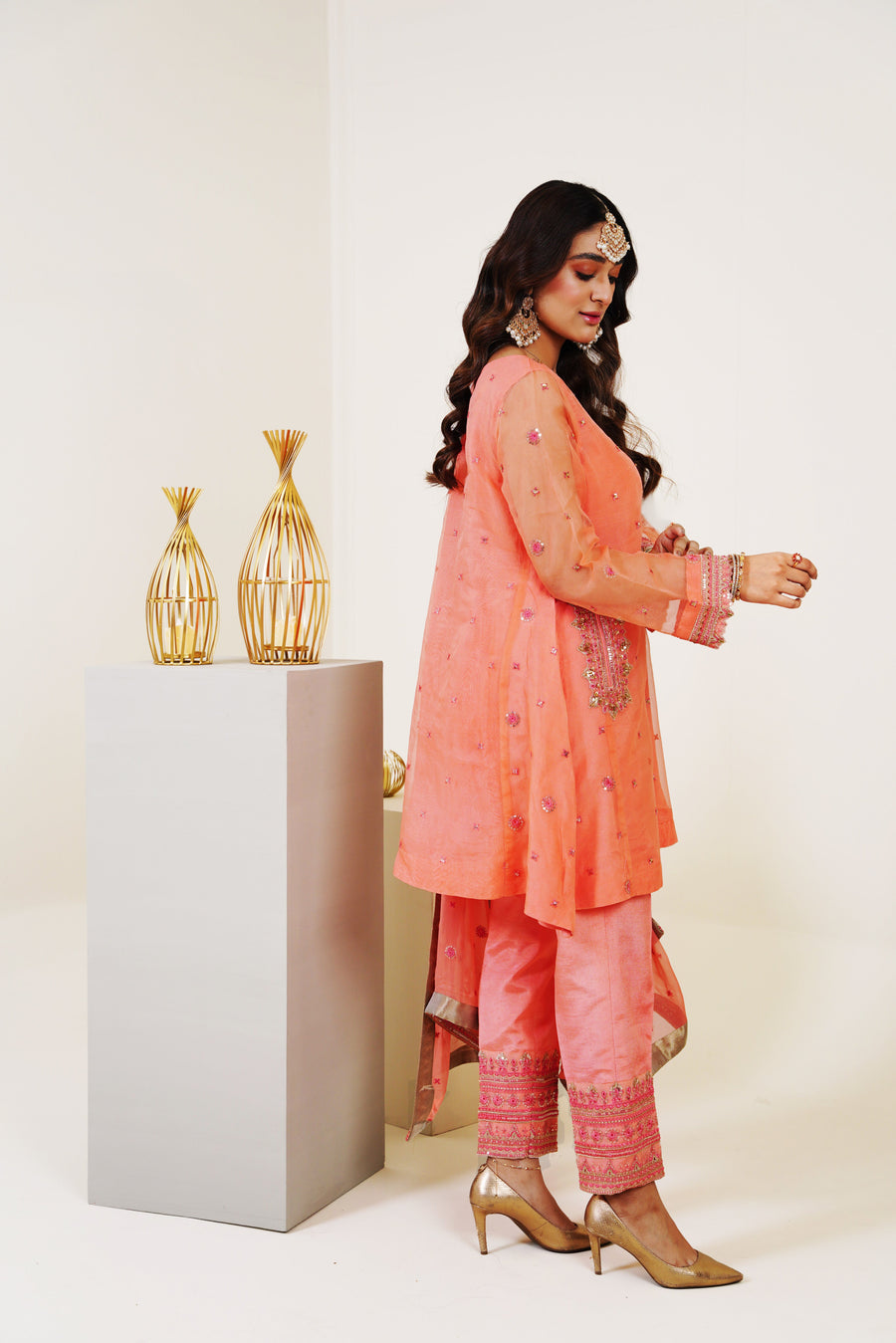 Surmai Festive Story Premium Luxury Pret Embroidered Organza 3PC Suit - Eminent
