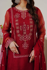 Surmai Festive Story Premium Luxury Pret Embroidered Organza 3PC Suit - Blush