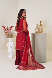 Surmai Festive Story Premium Luxury Pret Embroidered Organza 3PC Suit - Blush