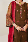Surmai Festive Story Premium Luxury Pret Embroidered Organza 3PC Suit - Hazel