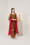 Surmai Festive Story Premium Luxury Pret Embroidered Organza 3PC Suit - Hazel