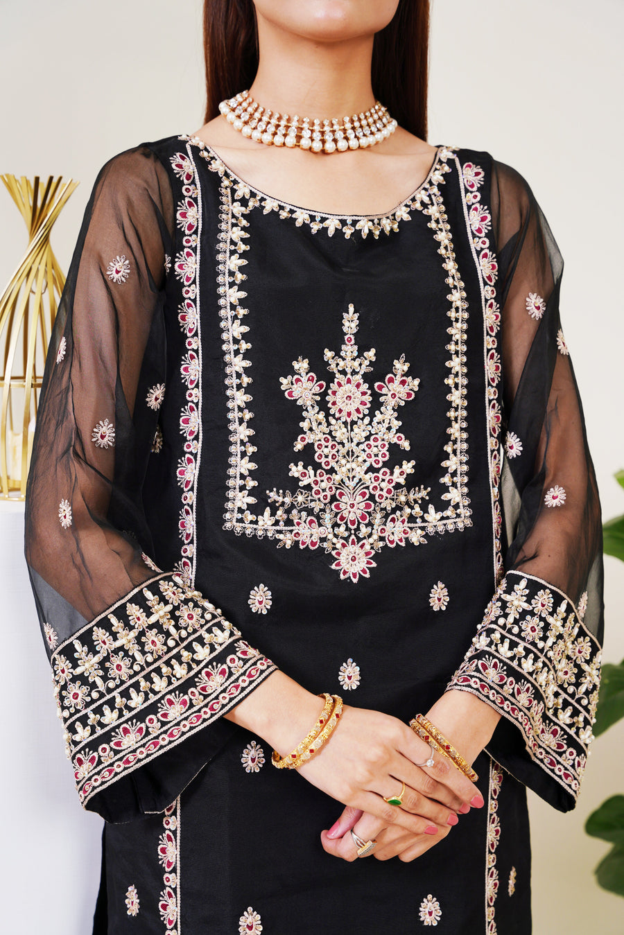 Surmai Festive Story Premium Luxury Pret Embroidered Organza 3PC Suit - Ethereal