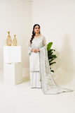 Surmai Festive Story Premium Luxury Pret Embroidered Organza 3PC Suit - Mist