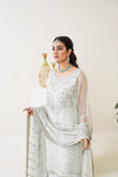 Surmai Festive Story Premium Luxury Pret Embroidered Organza 3PC Suit - Mist