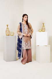 Surmai Festive Story Premium Luxury Pret Embroidered Organza 3PC Suit - Lilac